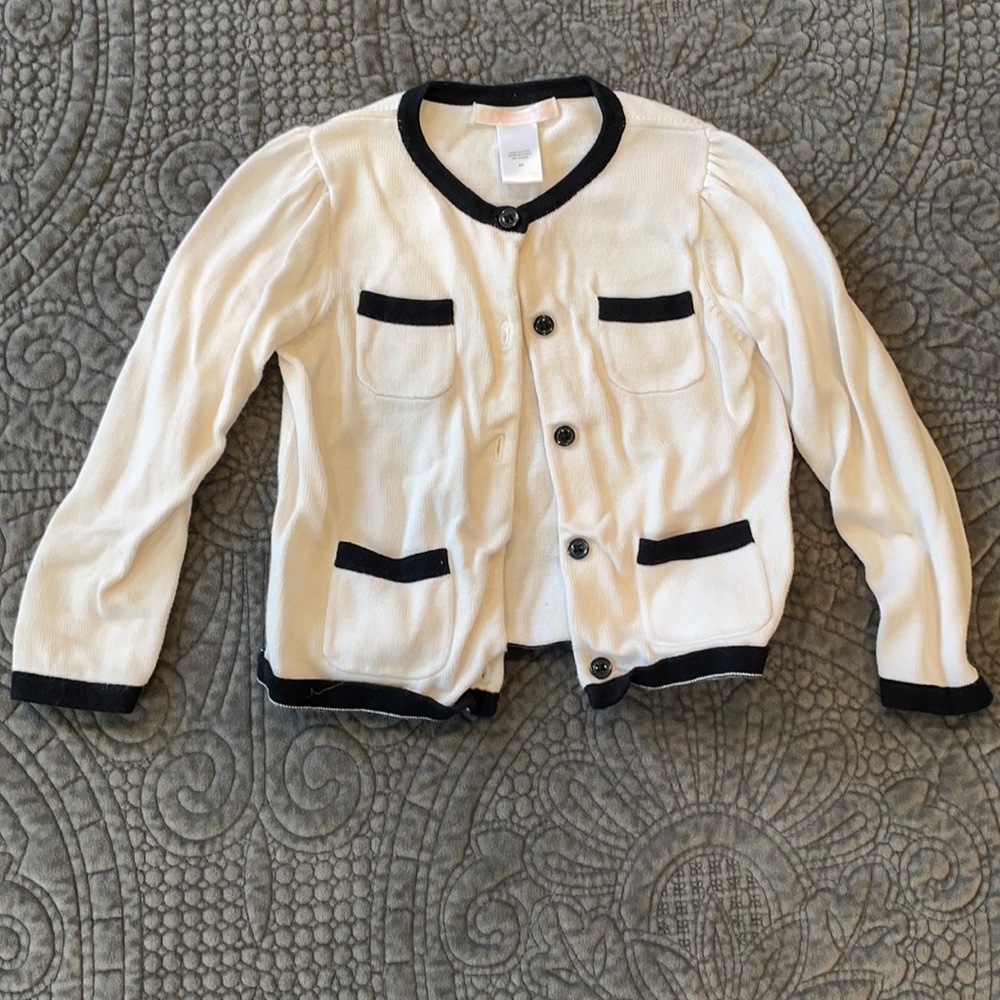 Janie and Jack White Sweater with Black Trim